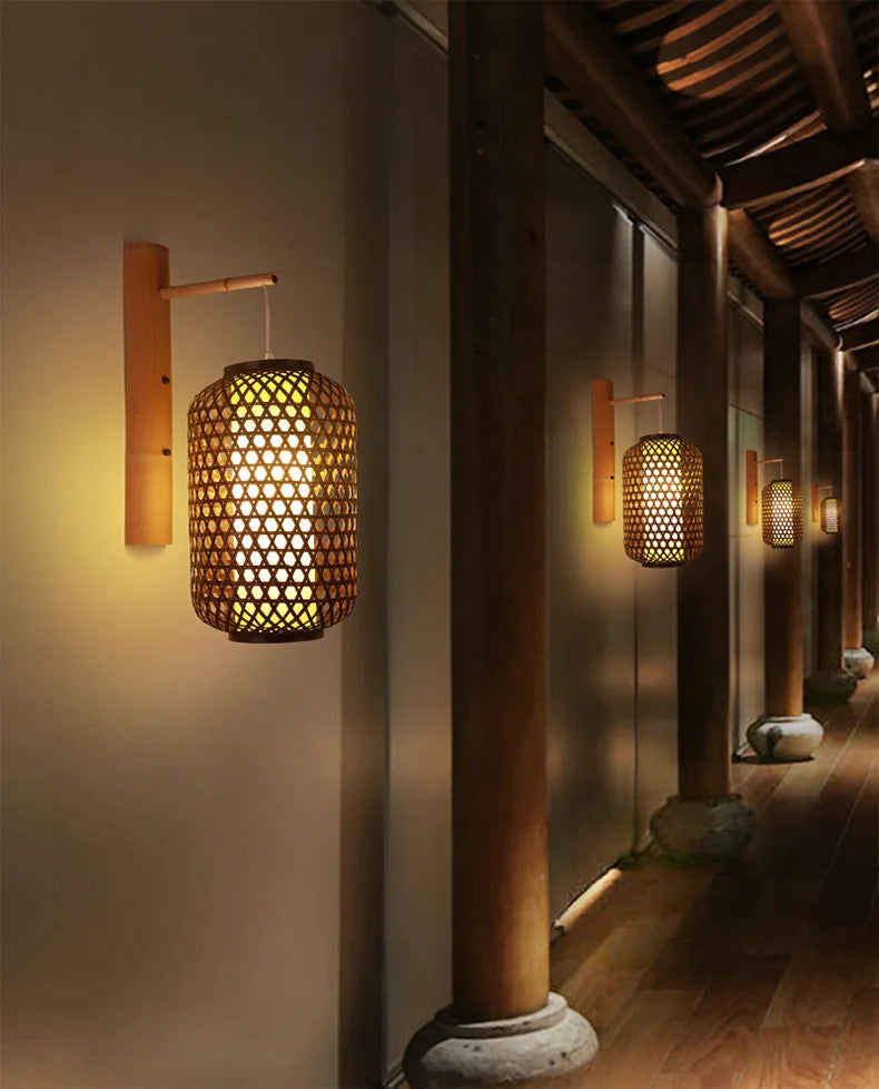 소박한 대나무 벽 Sconce 램프 – 친환경 홈 장식