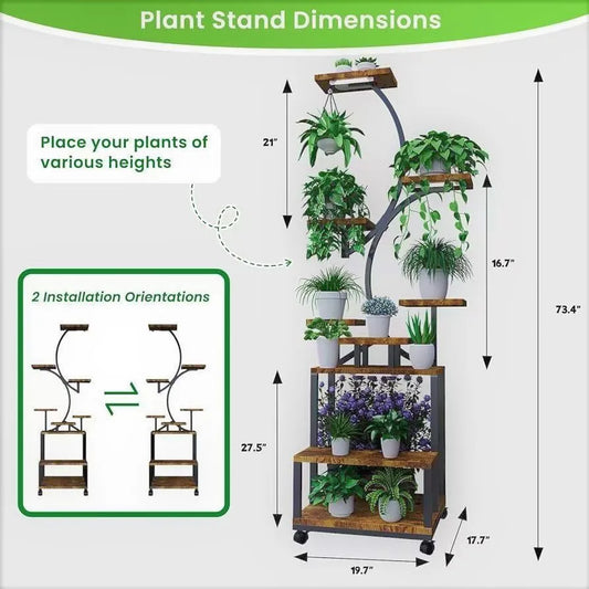 Indoor Plant Stand & Grow Light - Stylish Corner Shelf for Plant Lovers