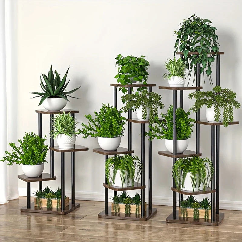 Wooden Plant Stand - Space-Saving Elegance for Flower Lovers