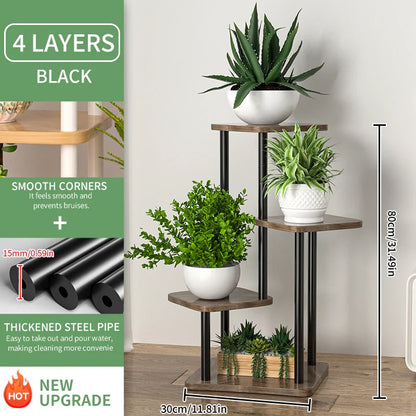 Wooden Plant Stand - Space-Saving Elegance for Flower Lovers