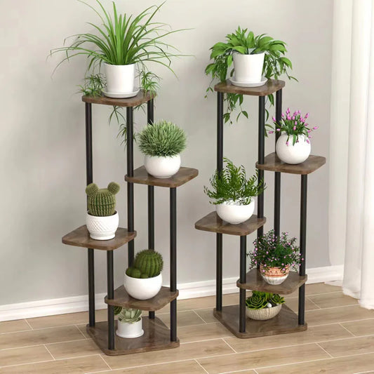 Wooden Plant Stand - Space-Saving Elegance for Flower Lovers