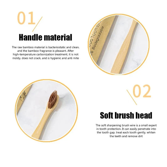 Eco-Friendly Bamboo Toothbrushes - 100 Pack for Adults