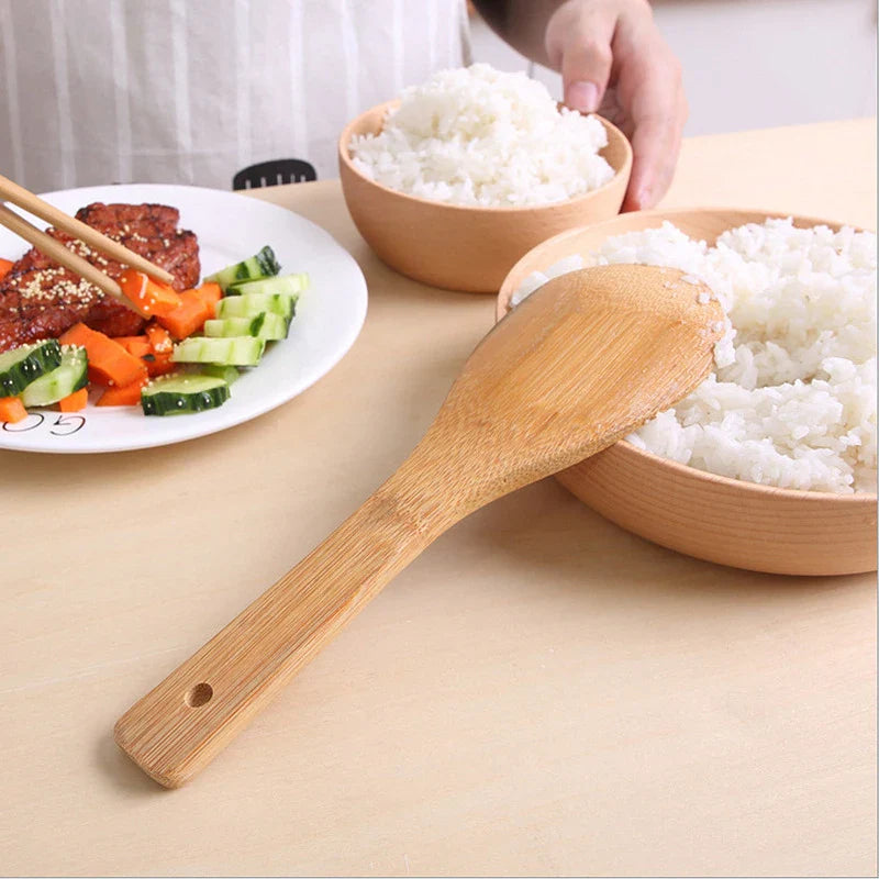 Colher de arroz de bambu ecológica para cozinheiros domésticos - Elegante & Durável