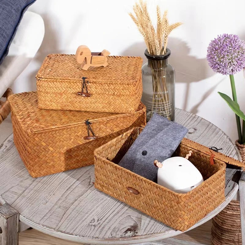 Handwoven Seagrass Storage Baskets Set - Stylish & Eco-Friendly