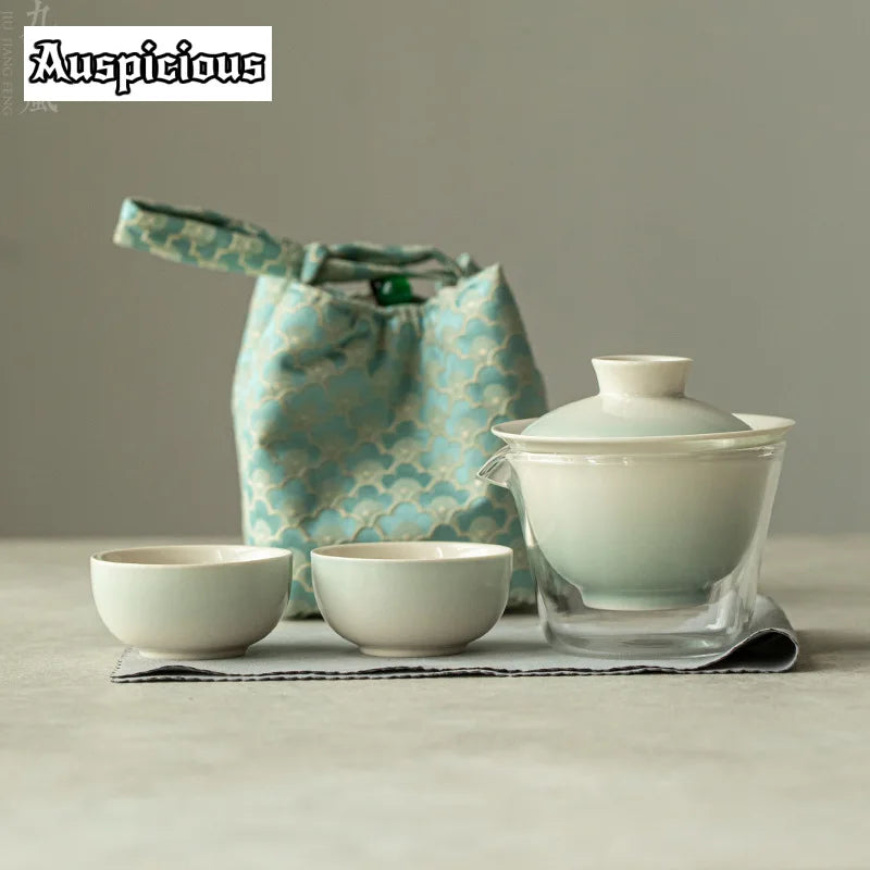 Elegante set da tè rosa sfumato per gli appassionati | Portatile & Elegante