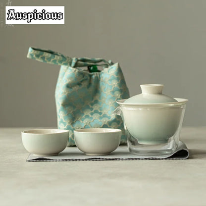 Elegante set da tè rosa sfumato per gli appassionati | Portatile & Elegante