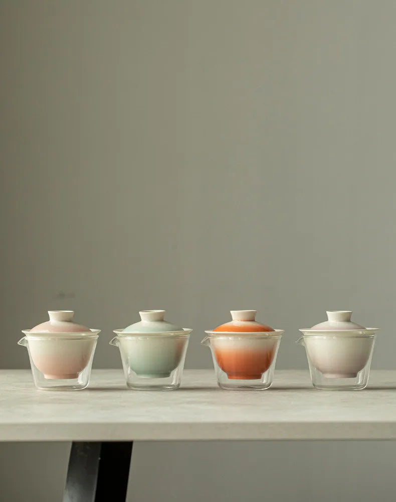 Elegante set da tè rosa sfumato per gli appassionati | Portatile & Elegante