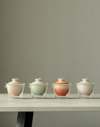 Elegante set da tè rosa sfumato per gli appassionati | Portatile & Elegante