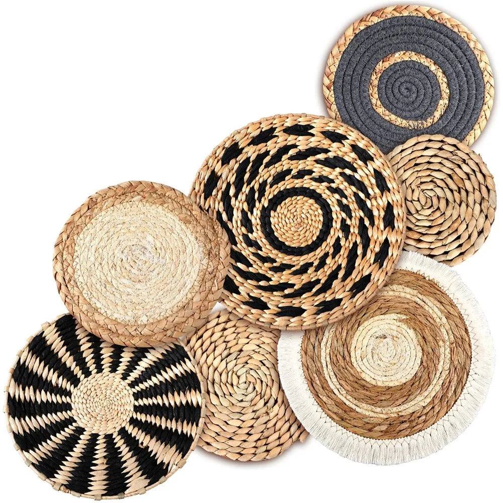 Cestas de parede Boho Seagrass - conjunto de decoração artesanal para espaços chiques