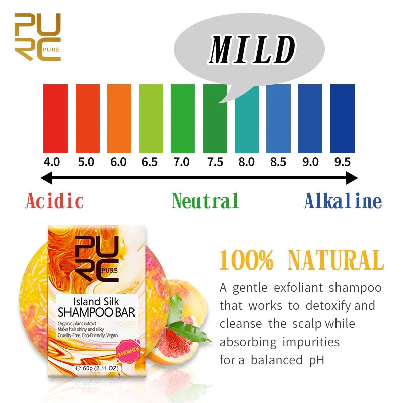 PURC 아일랜드 실크 샴푸 바 - 스무딩 & 윤기나는 머릿결, 여행에도 편리함