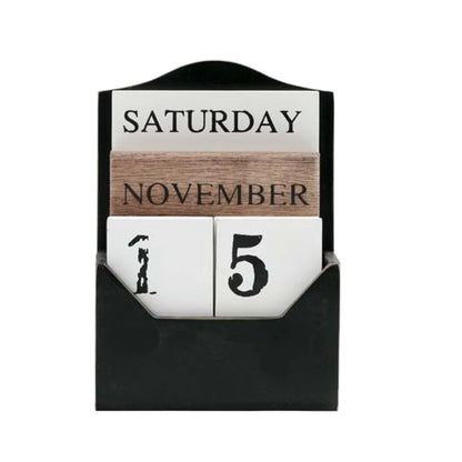 Elegant Wooden Perpetual Calendar - Timeless Desk Essential
