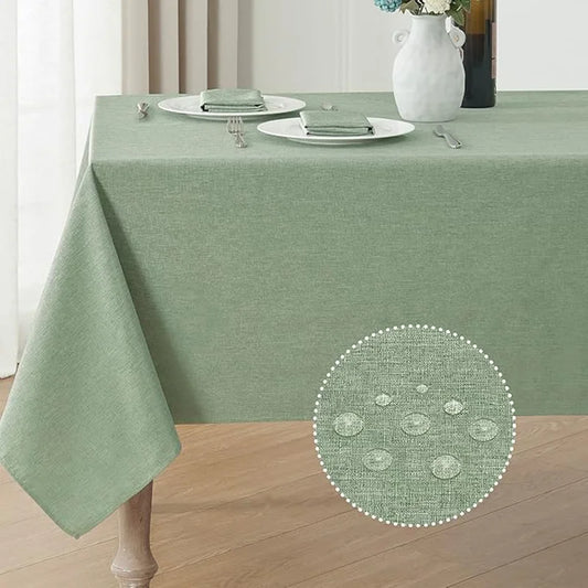 Toalha de mesa impermeável com textura de linho - Elegante & À prova de manchas para refeições em estilo campestre
