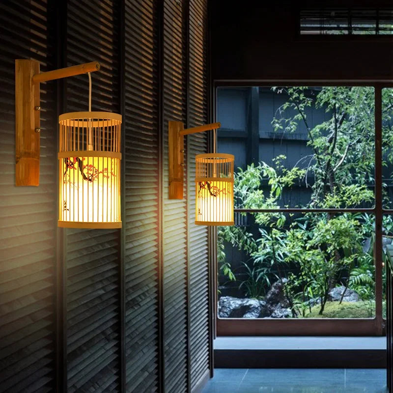 Lampada da parete rustica in bambù: decorazione per la casa ecologica