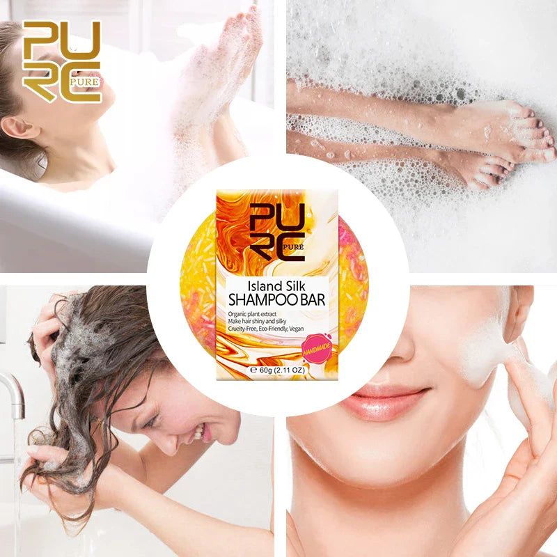 PURC 아일랜드 실크 샴푸 바 - 스무딩 & 윤기나는 머릿결, 여행에도 편리함