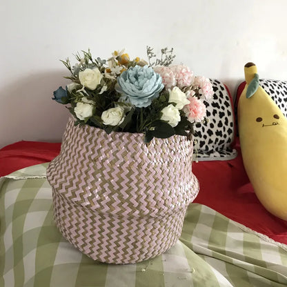 Panier de rangement écologique en jonc de mer - Élégant & Polyvalent!