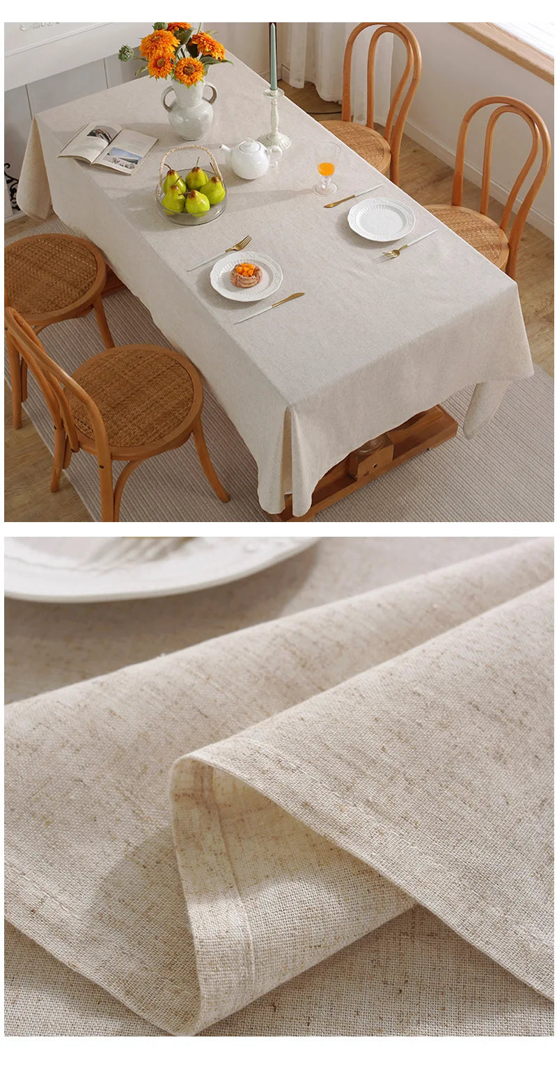 Elegant Linen Table Cloth – Soft Slubby Textured Style for Dining