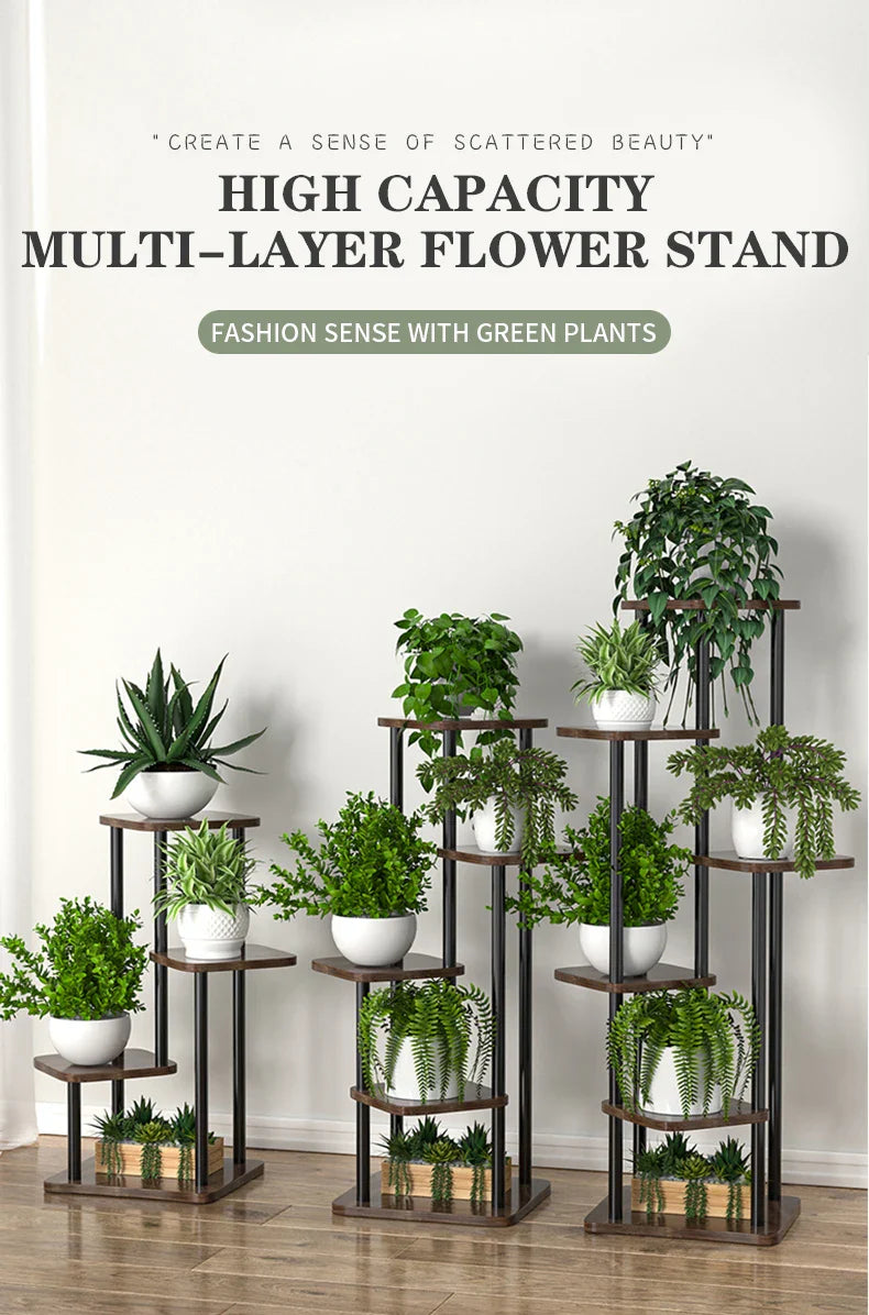 Wooden Plant Stand - Space-Saving Elegance for Flower Lovers