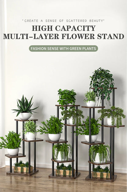 Wooden Plant Stand - Space-Saving Elegance for Flower Lovers
