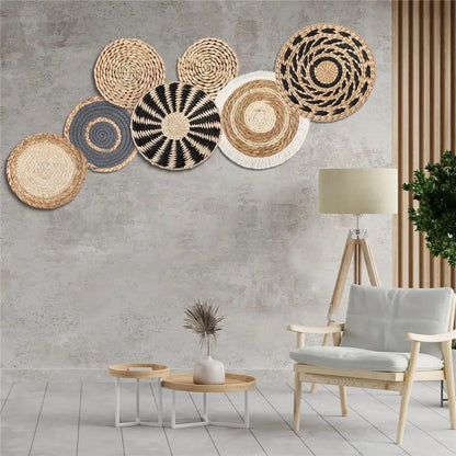 Cestas de parede Boho Seagrass - conjunto de decoração artesanal para espaços chiques