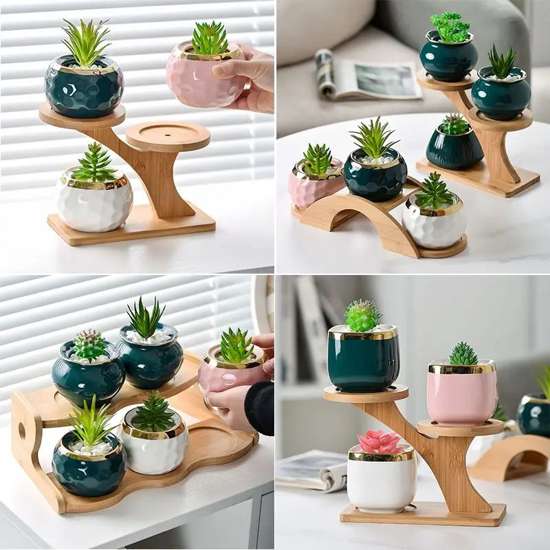 Suporte de madeira para plantas, banco para suporte de base para vaso de flores interno