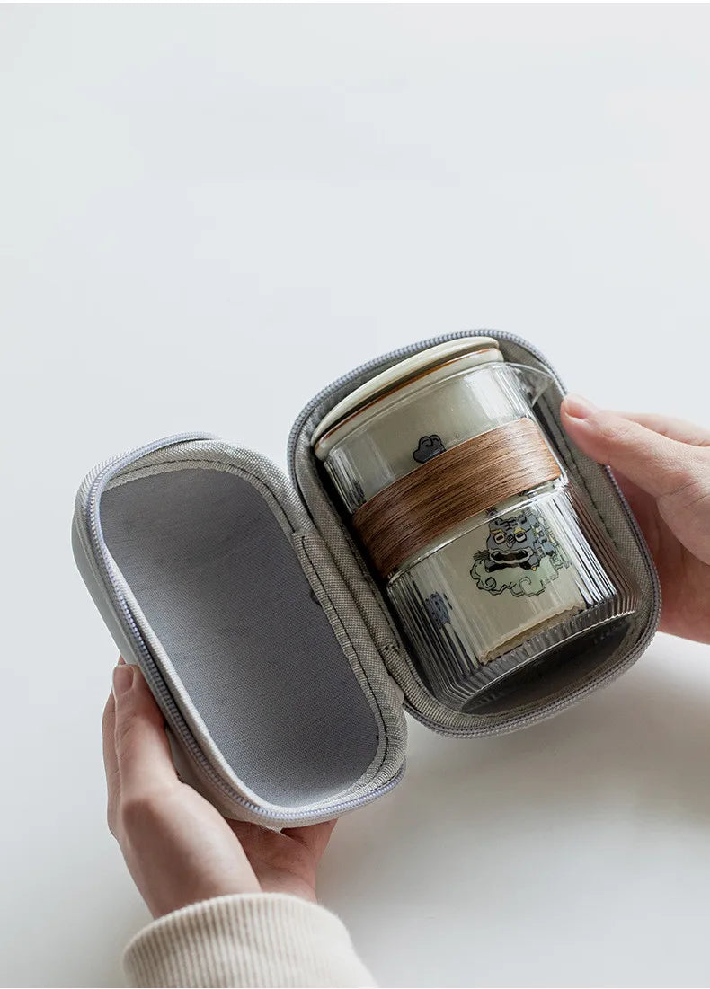 Conjunto de chá de viagem Cute Tiger - elegância portátil para amantes de chá