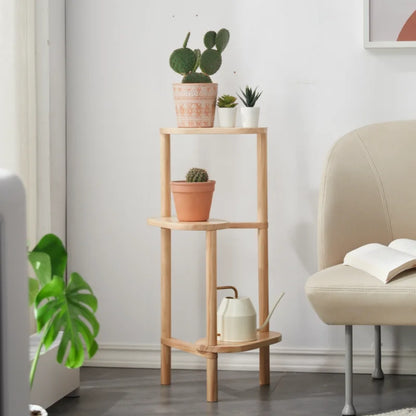 Solid Wood Plant Stand - Elegant 3-Tier Organizer for Greenery