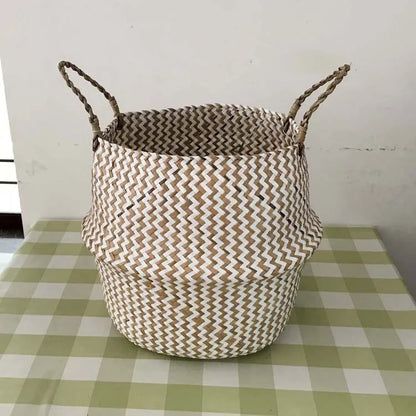 Panier de rangement écologique en jonc de mer - Élégant & Polyvalent!