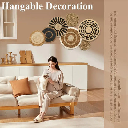 Cestas de parede Boho Seagrass - conjunto de decoração artesanal para espaços chiques