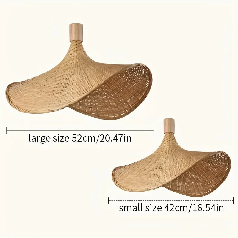 Rustic Hand-Woven Bamboo Lampshade: Cozy Home Decor Lighting