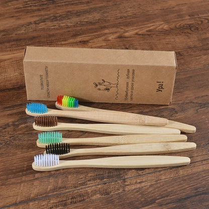 Eco-Friendly Bamboo Toothbrush Set for Vibrant Smiles - 10 Pack