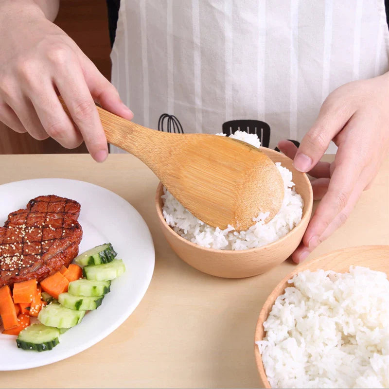 Colher de arroz de bambu ecológica para cozinheiros domésticos - Elegante & Durável