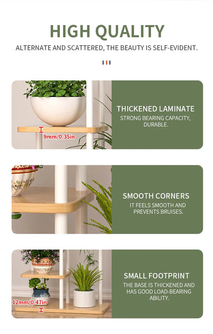 Wooden Plant Stand - Space-Saving Elegance for Flower Lovers