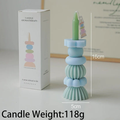 可堆叠几何香薰蜡烛 – 优雅大豆蜡装饰