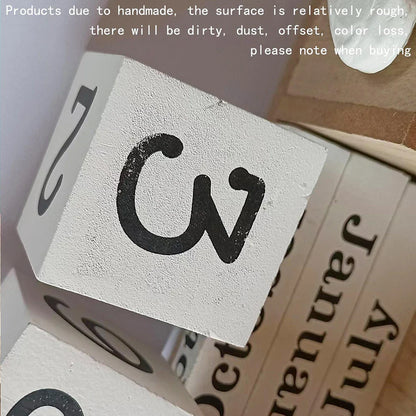 Wooden Perpetual Calendar & Pen Holder – Elegant Desk Organizer