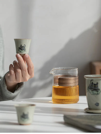 Conjunto de chá de viagem Cute Tiger - elegância portátil para amantes de chá