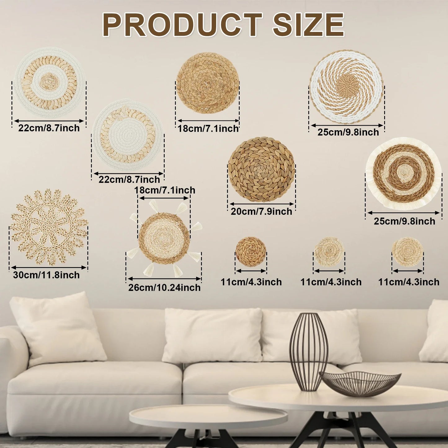 수제 짠 벽 바구니 세트 – 장식 애호가를 위한 소박한 매력