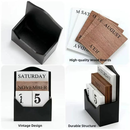 Elegant Wood Calendar: Stylish Perpetual Decor for Professionals