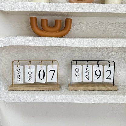 Calendário perpétuo de madeira elegante para uma organização elegante