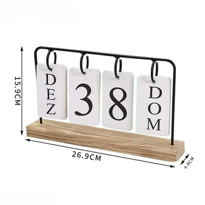 Calendário perpétuo de madeira elegante para uma organização elegante