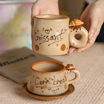 Handmade Retro Ceramic Mugs Set - Elegant Coffee & Tea Cups
