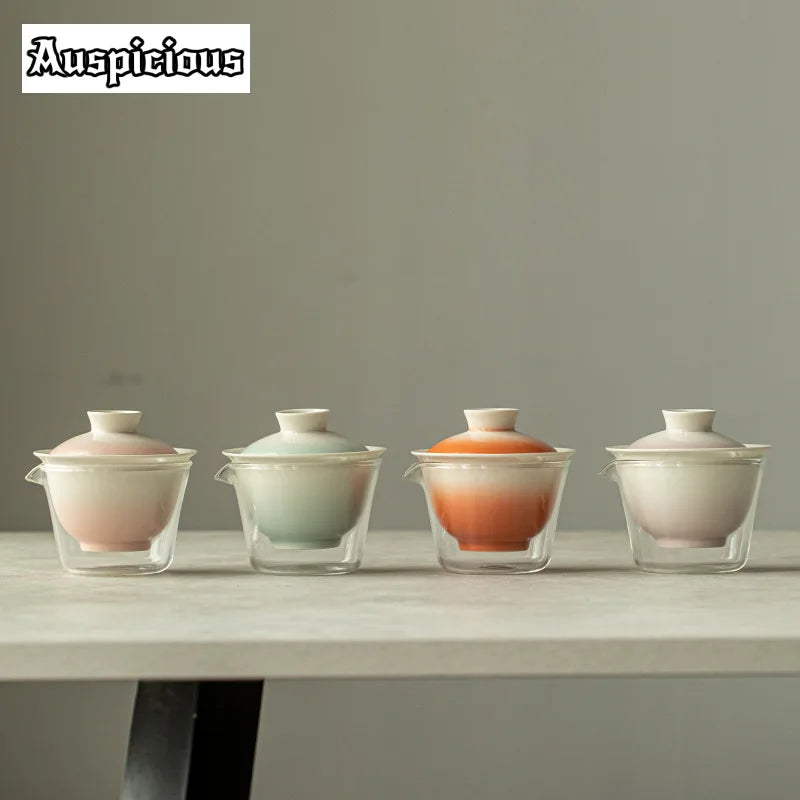 Elegante set da tè rosa sfumato per gli appassionati | Portatile & Elegante