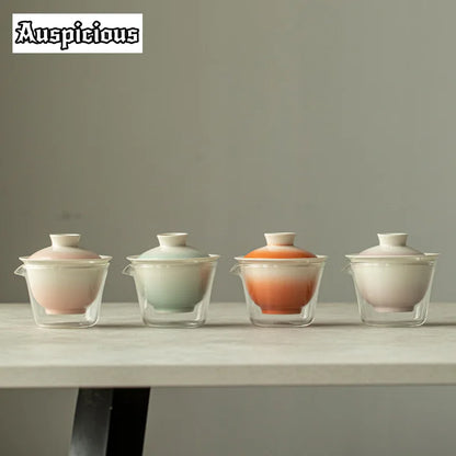 Elegante set da tè rosa sfumato per gli appassionati | Portatile & Elegante