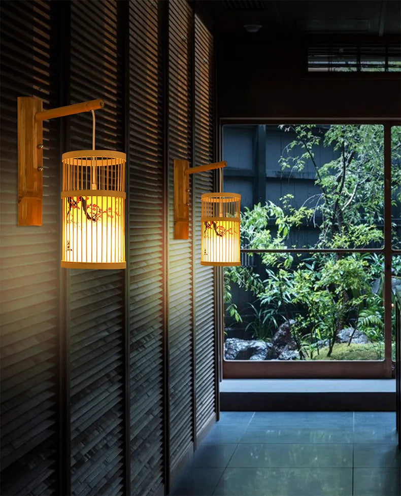 Lampada da parete rustica in bambù: decorazione per la casa ecologica