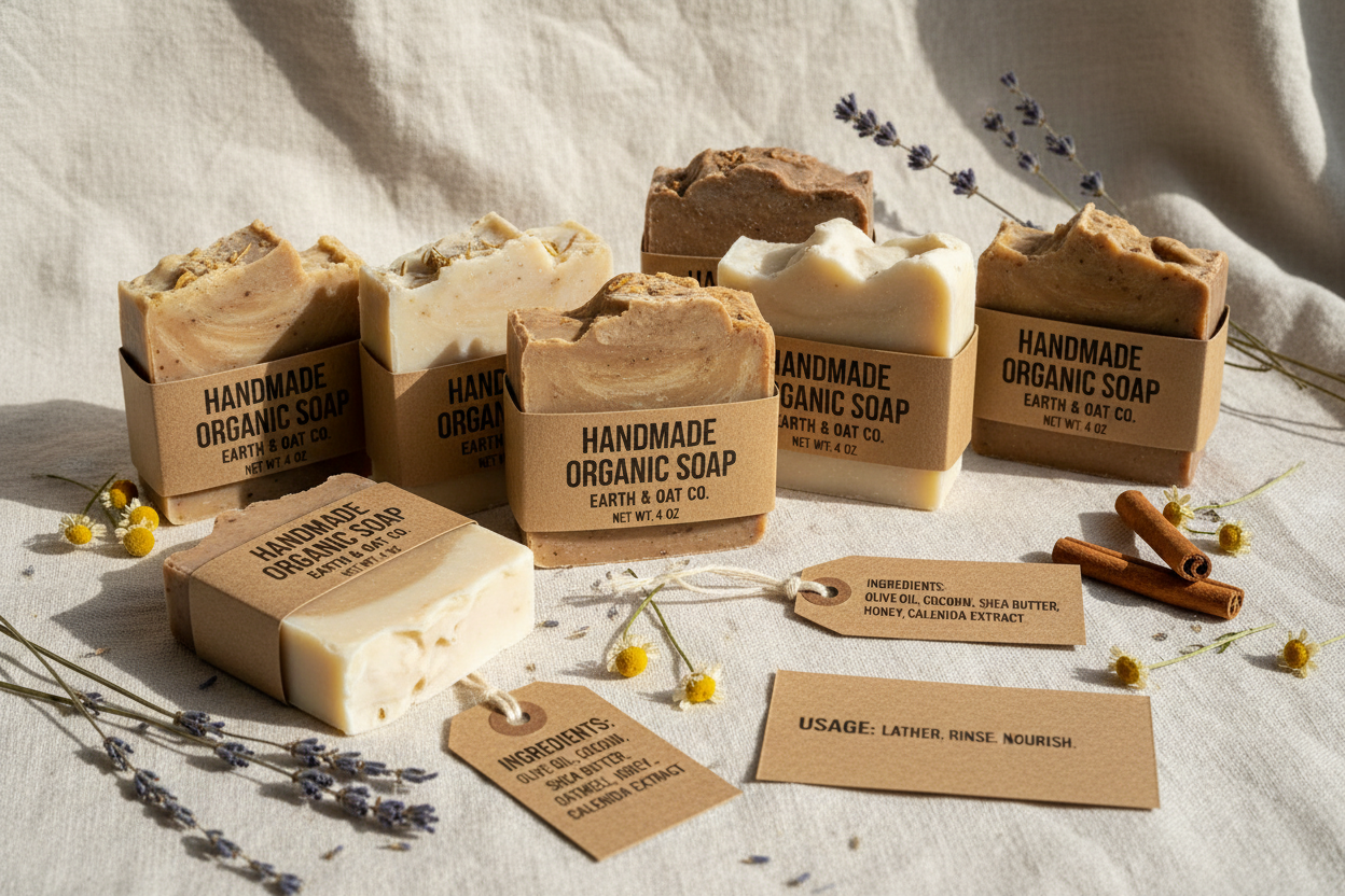 Handmade Soap with paper information